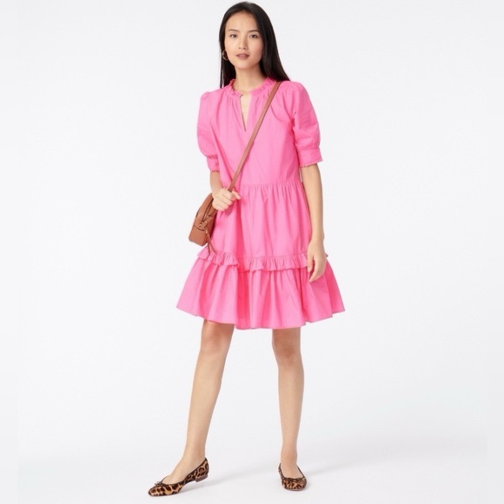 NWT J. Crew Ruffleneck Tiered Popover Dress